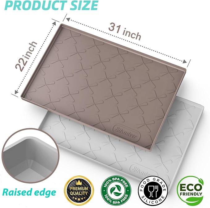 SIKADEER 31" x 22" Under Sink Mat Waterproof, Silicone Mat Kitchen Drawer Shelf - Image 3