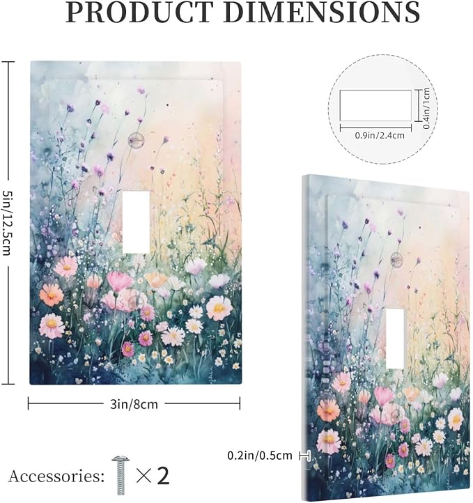 Decorative Light Switch Covers Pink Floral Wildflower Green Plants 1 Gang Light - Image 5