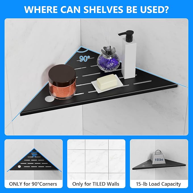 10" Corner Shower Shelves, Rustproof Shower Shelf - Image 5