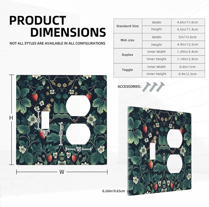 Wallplates Strawberry Birds Flowers Plant Morris Floral 1 Toggle 1 Duplex - Image 5