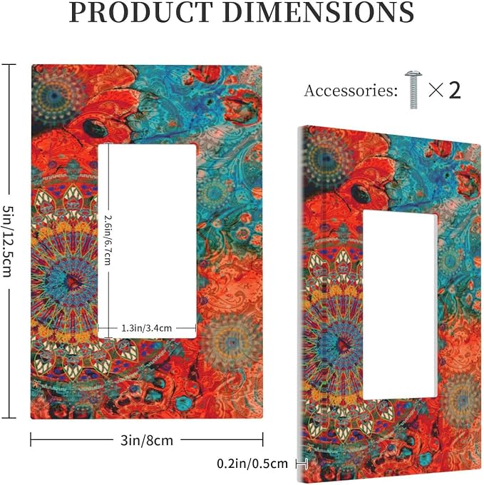 Outlet Covers Abstract Mandala Flowers 1 Gang Wall Plate Single Rocker Light - Image 5