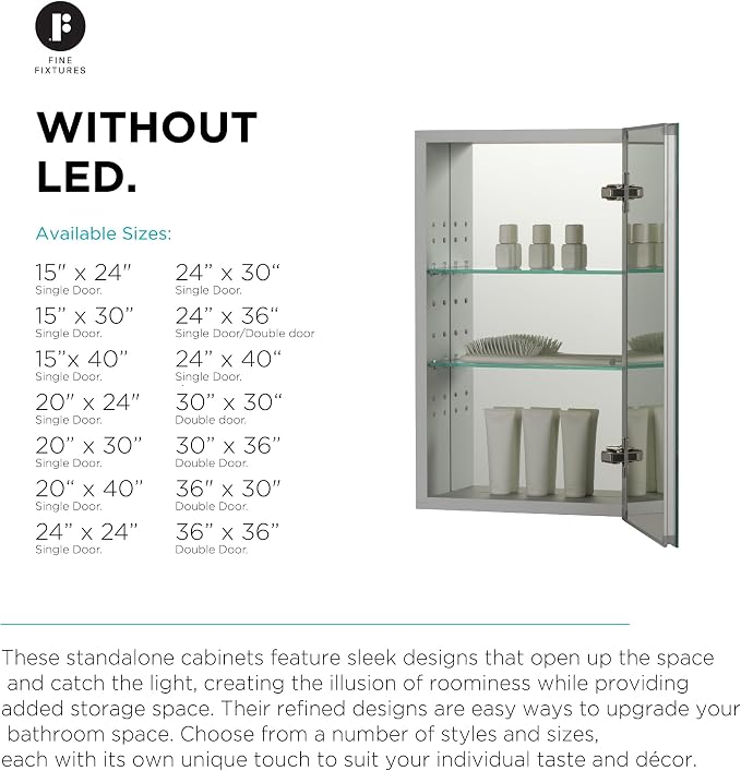 Fine Fixtures Bathroom Medicine Cabinet, Recessed/Surface Mount, Right/Left - Image 8