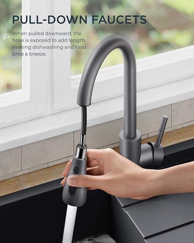 FORIOUS Kitchen Faucets with Pull Down Sprayer, High Arc Single Handle Classic - Image 2