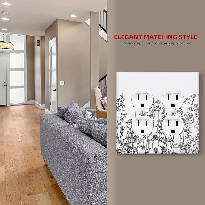 Outlet Covers Floral Wildflower Rustic Plant Leaves 2 Gang Double Duplex - Image 7