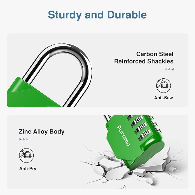 Puroma 2 Pack Combination Lock for Locker 4 Digit Outdoor Waterproof Padlock - Image 4