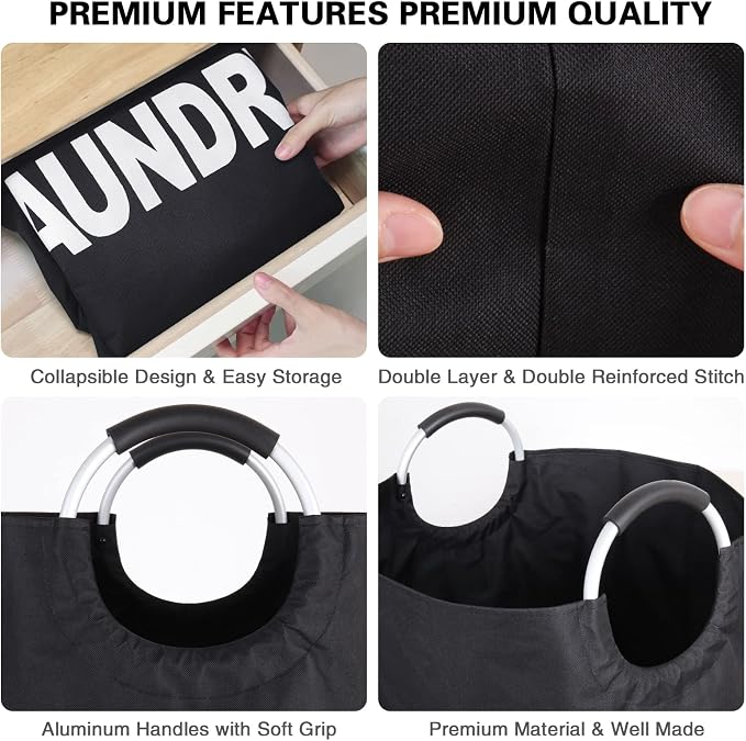 Laundry Basket Collapsible，Freestanding Clothes Hamper Bag - Image 4