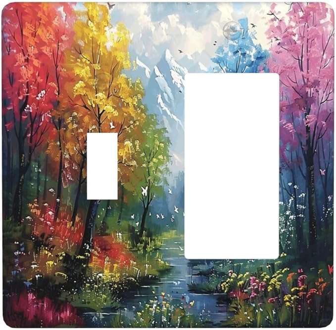Colorful Forest Snow Mountain River Oil Painting Style Outlet Covers 1 Toggle 1 by Unknown