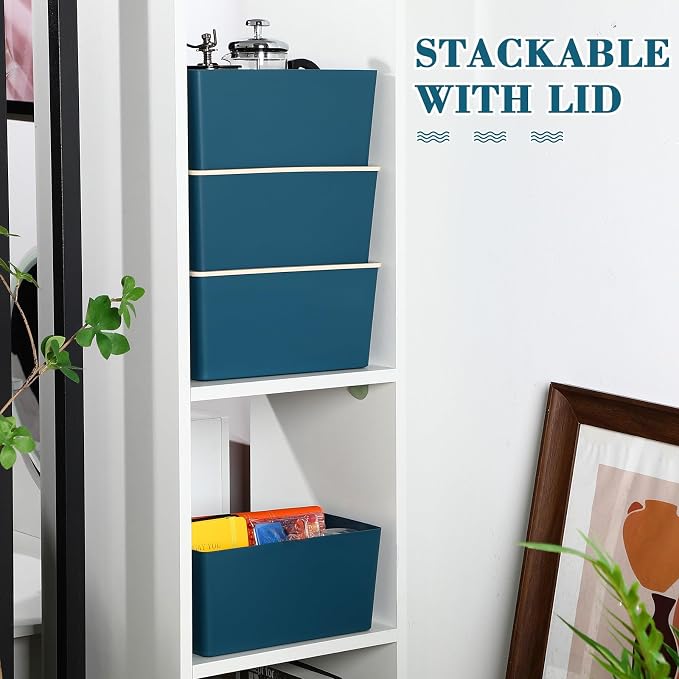 Menkxi 4 Pcs Storage Bins with Lids Plastic Stackable Containers - Image 7