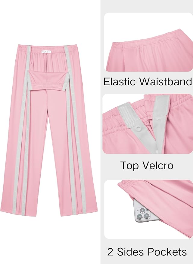 Deyeek Tear Away Pants for Women Side Slit Snap Sweatpants Loose Fit Post - Image 3