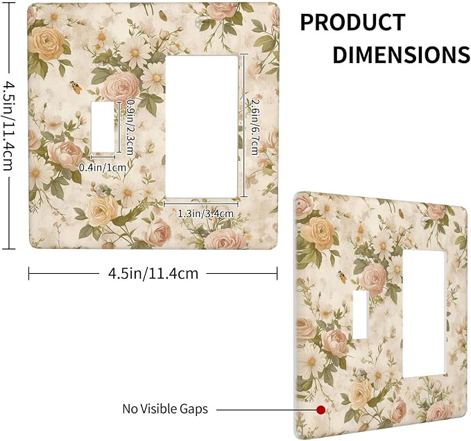 Outlet Covers Boho Vintage Roses Pink Red Yellow Bouquet Floral 1 Toggle 1 - Image 4