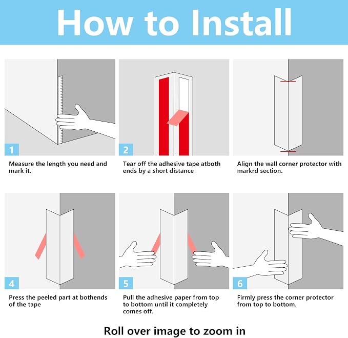 6pcs 57"L*0.98"W Aluminum Self-Adhesive Wall Corner Protectors, Wall Furniture - Image 5