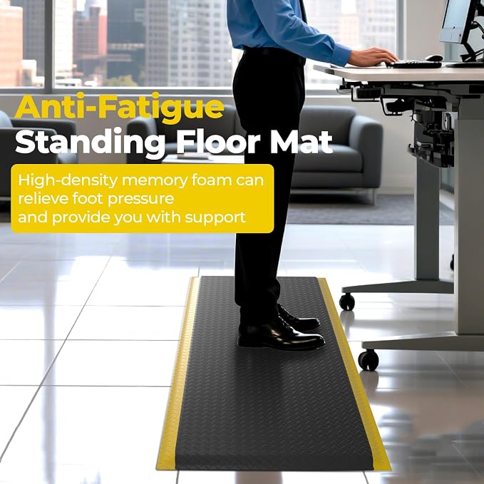 Anti Fatigue Mats Industrial, Anti-Slip Memory Foam Floor Mat, Helps Relieve - Image 2