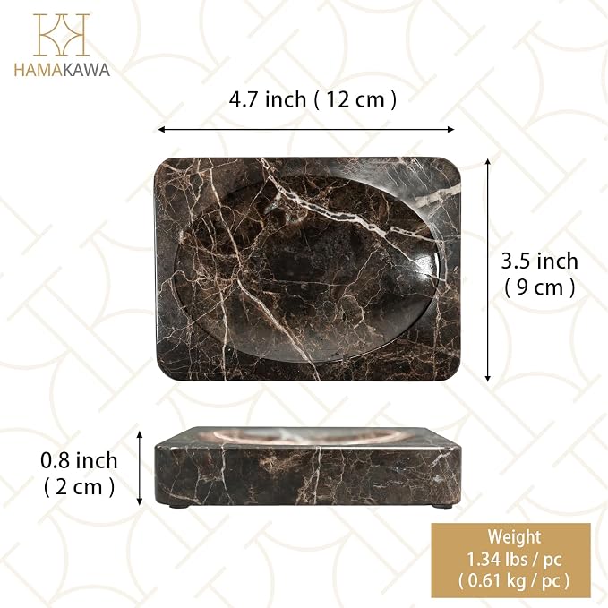 Natural Marble Soap Dish, Emperador Dark Rectangle Jewelry Dish, Dark Brown - Image 3