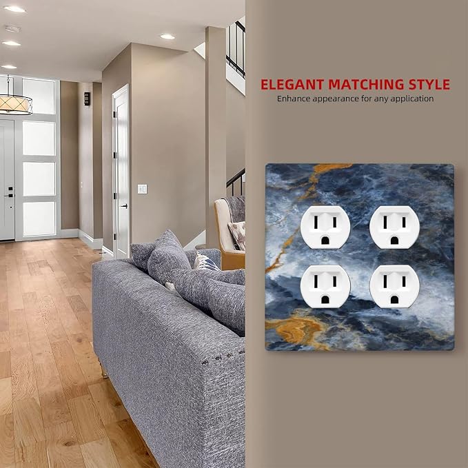 Decorative Switch Plate Covers Gold Dark Blue Gilt Haze Marble 2 Gang Outlet - Image 7