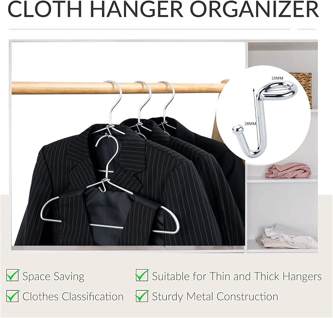 Clothes Hanger Connector Hooks, Clothes Hanger Organizer Mini Space Saving - Image 7