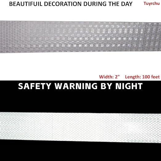 White Reflective Tape 2 inch Wide, Outdoor Waterproof Hazard Conspicuity - Image 3