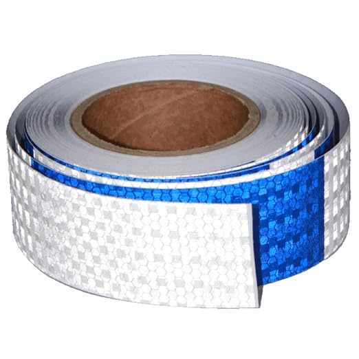 Reflective Tape Blue White 2 inch Wide, Outdoor Waterproof Hazard Conspicuity by tuyrchu