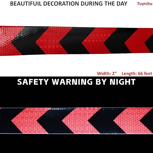 Reflective Tape Red and Black 2 inch X 66 feet, Outdoor Waterproof Hazard - Image 3