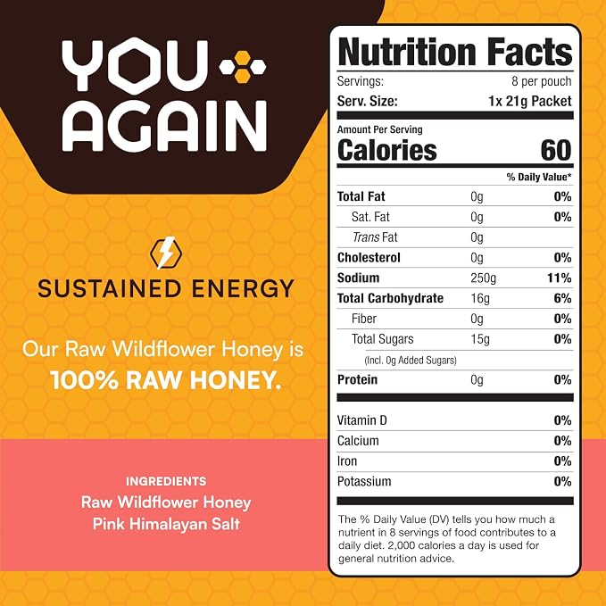 You Again Super Honey Clean Energy Gel, Honey & Himalayan Salt | Electrolyte - Image 2