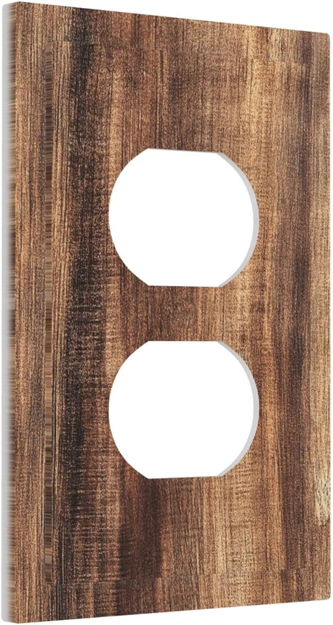 Outlet Covers Vintage Rustic Brown Wood Grain 1 Gang Duplex Wall Plate - Image 2