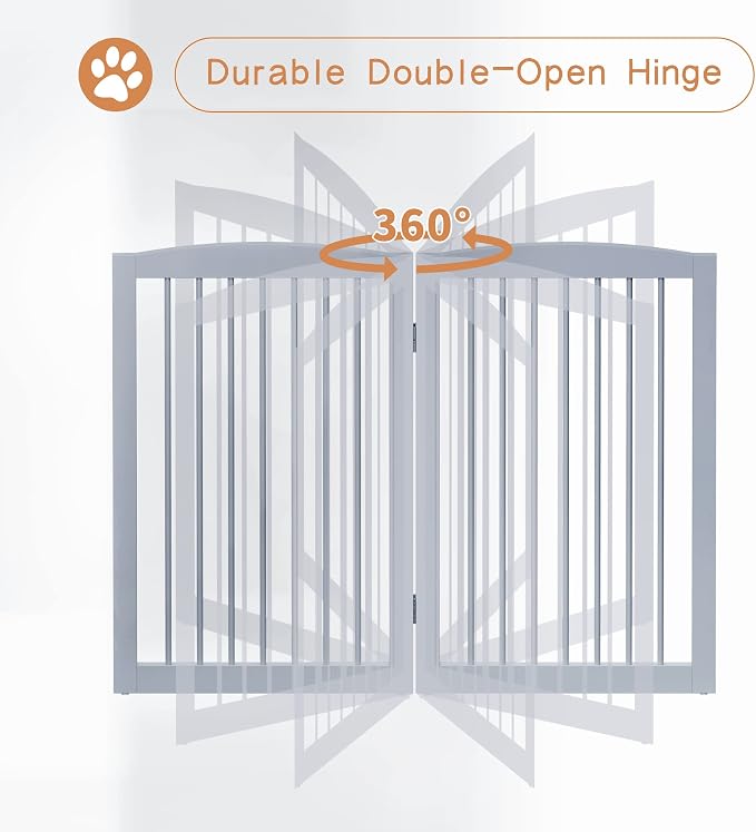 Freestanding Pet Gate for Dogs, Foldable Wooden Dog Gate for House Indoor - Image 5