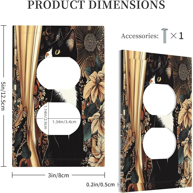 Outlet Covers Boho Mandala Floral Black Cat Vintage Flower 1 Gang Duplex Light - Image 5