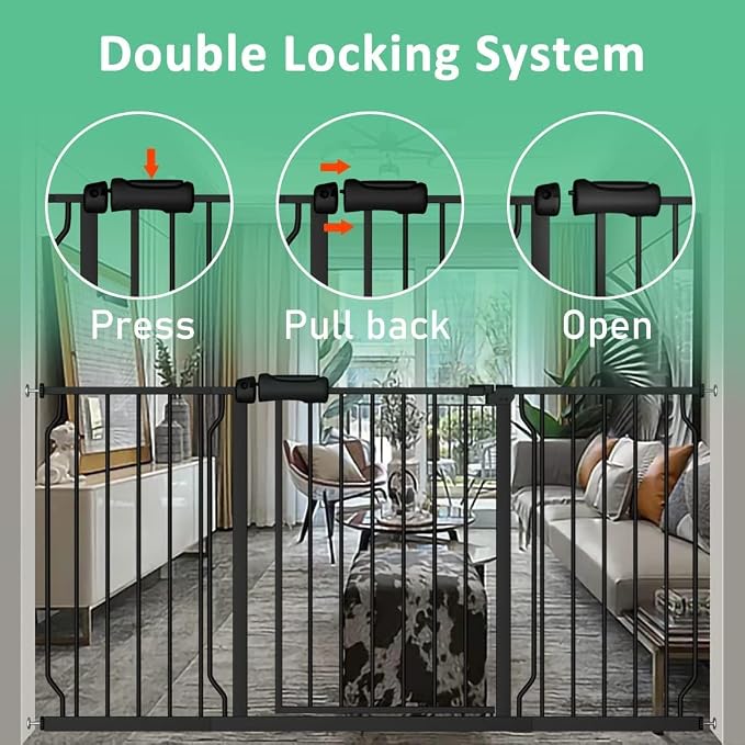 ALLAIBB Extra Wide Pressure Mounted Baby Gate Walk Through Child Kids Safety - Image 3
