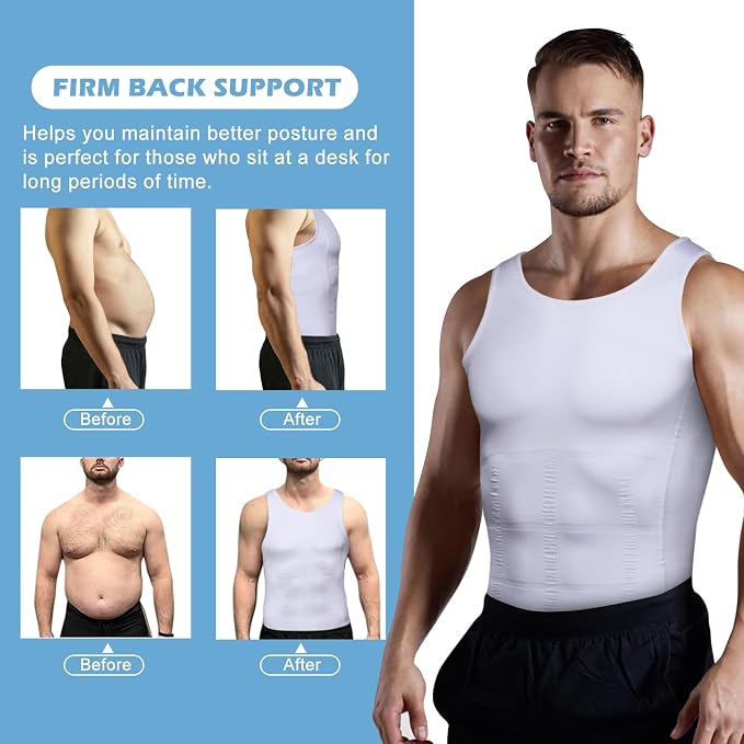 Mens Slimming Body Shaper Vest, Gynecomastia Compression Shirts, Tummy Control - Image 5