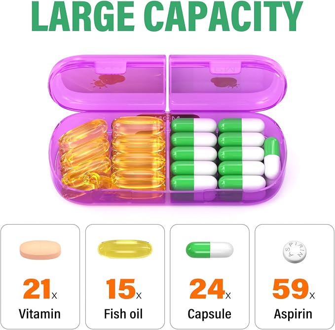 Weekly Pill Organizer 2 Times a Day, 7 Day Pill Box 2 Times, Portable - Image 2
