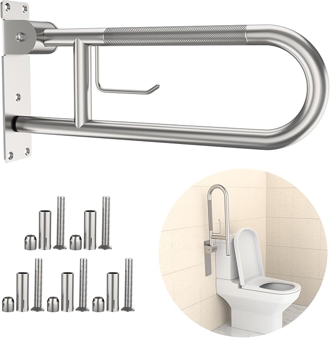 Toilet Grab Bar 22.4 Inch, YuanDe Brushed Nickel Anti-Slip Support Rail by YuanDe
