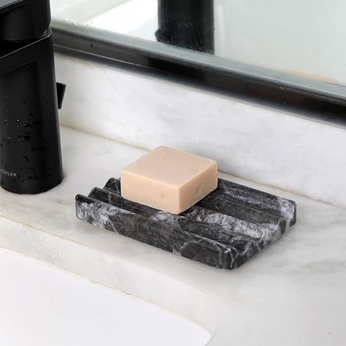 Marble Soap Dish, Bar Soap Holder Shower, Easy Cleaning Natural Stone Sponge - Image 8