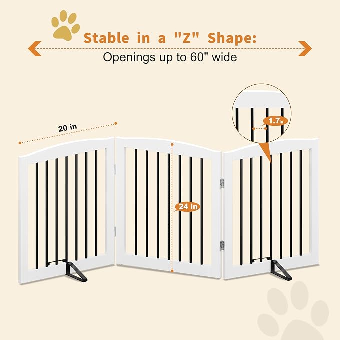 Freestanding Wooden Pet Gate for House, Foldable Indoor Dog Gate for Doorways - Image 4