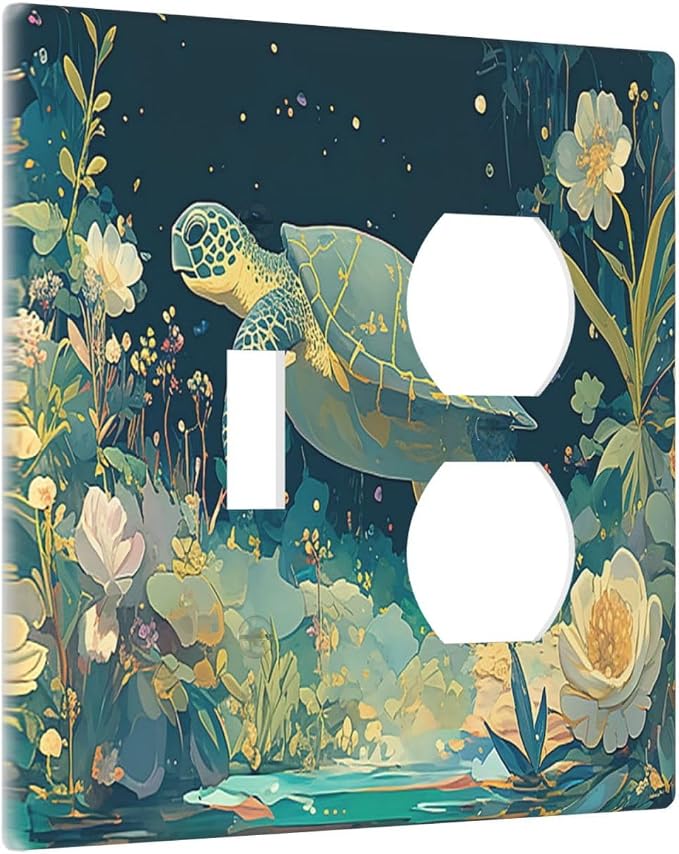 Wallplates Fantasy Sea World Sea Turtle Floral Plant 1 Toggle 1 Duplex Switch - Image 2