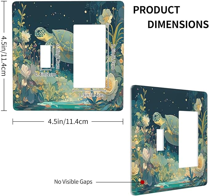 Outlet Covers Fantasy Sea World Sea Turtle Floral Plant 1 Toggle 1 Rocker - Image 4