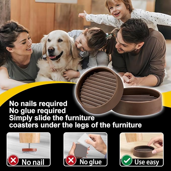 xxxHOLIC Non Slip Furniture Pads, 2” Brown Round Rubber Grippers - Image 6