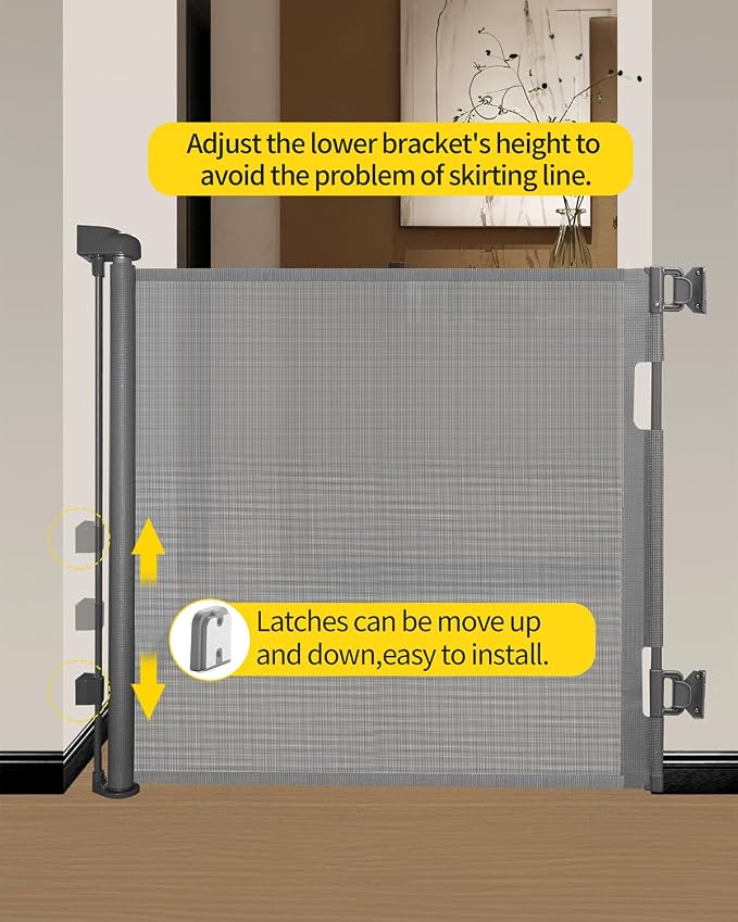 Retractable Baby Gate for Stairs – 33” Height, Expands up to 55” Width – Safety - Image 4