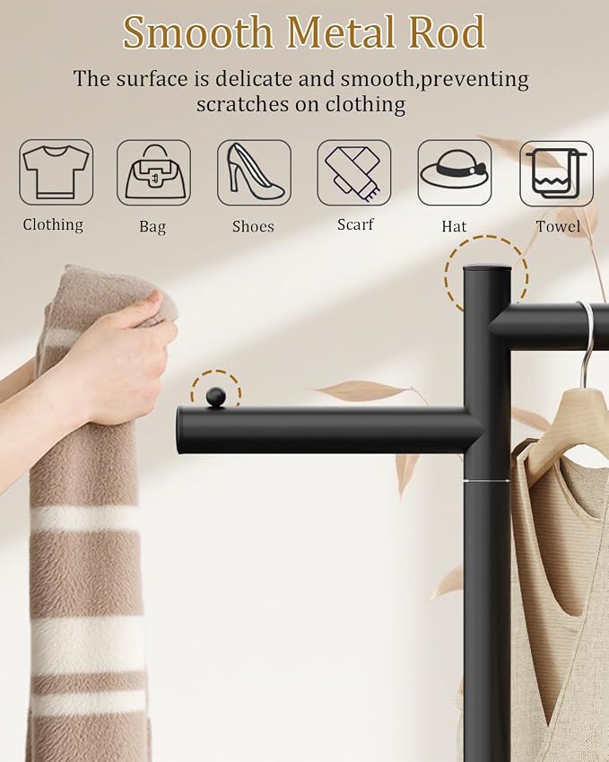Garment Rack, Freestanding Metal Coat Racks, Z-shaped Coat Tree - Image 7
