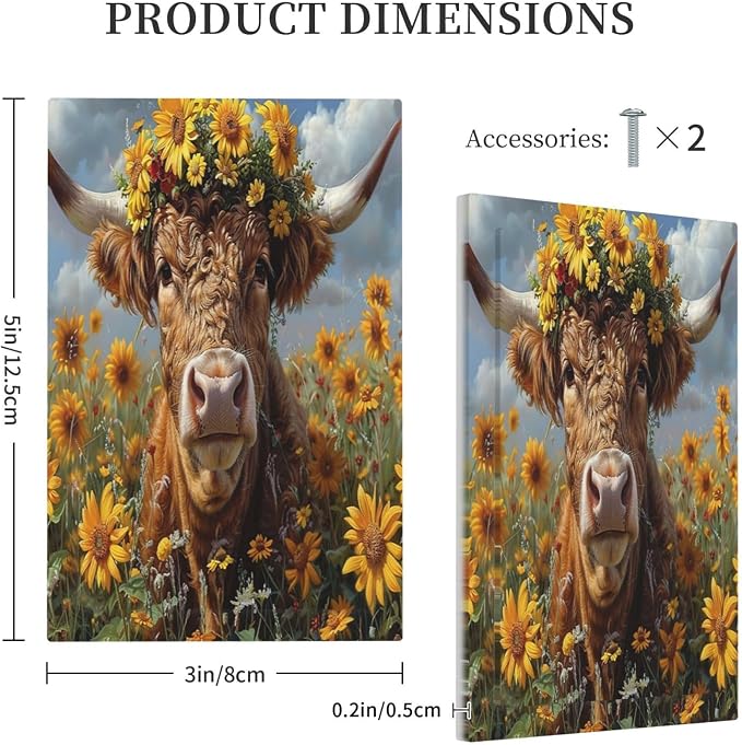 Light Switch Cover Plate Vintage Sunflower Highland Cow Rustic Art 1 Gang No - Image 5