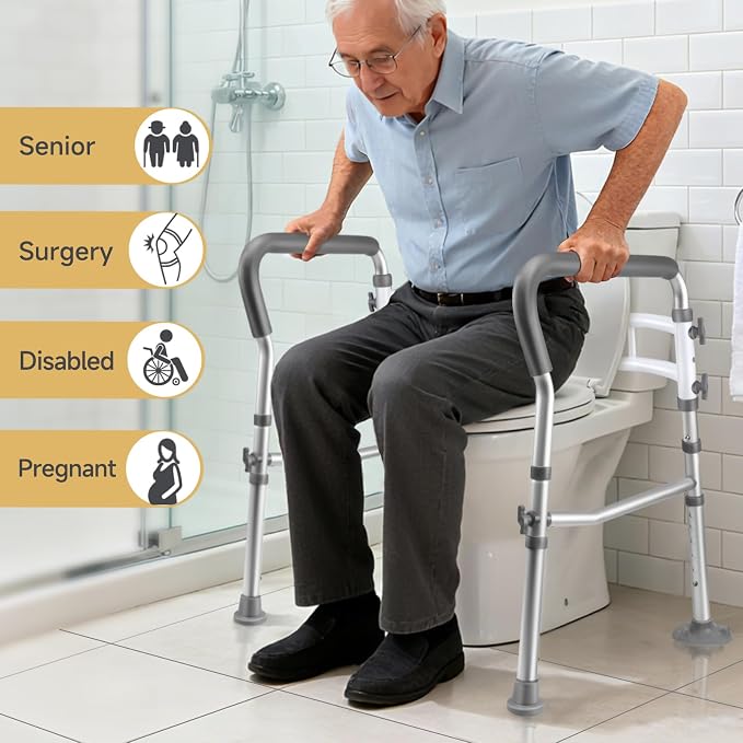 Toilet Safety Rails for Seniors, Adjustable Toilet Safety Frame Handles Fits - Image 9