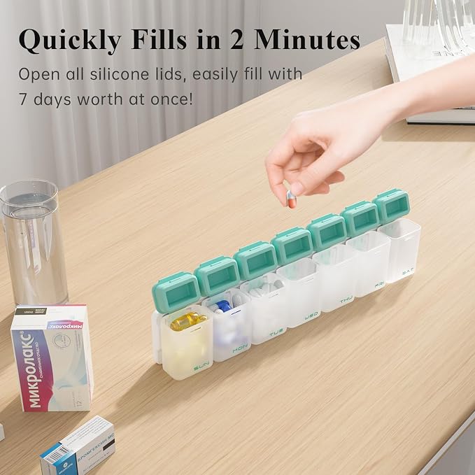 Weekly Pill Organizer Magnetic, Removable Pill Box 7 Day 1 Time a Day, Large - Image 4