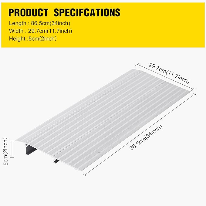 Door Threshold Ramp 2" Rise Door Ramp Aluminum Entry Ramp or Doorways Rated 800 - Image 2