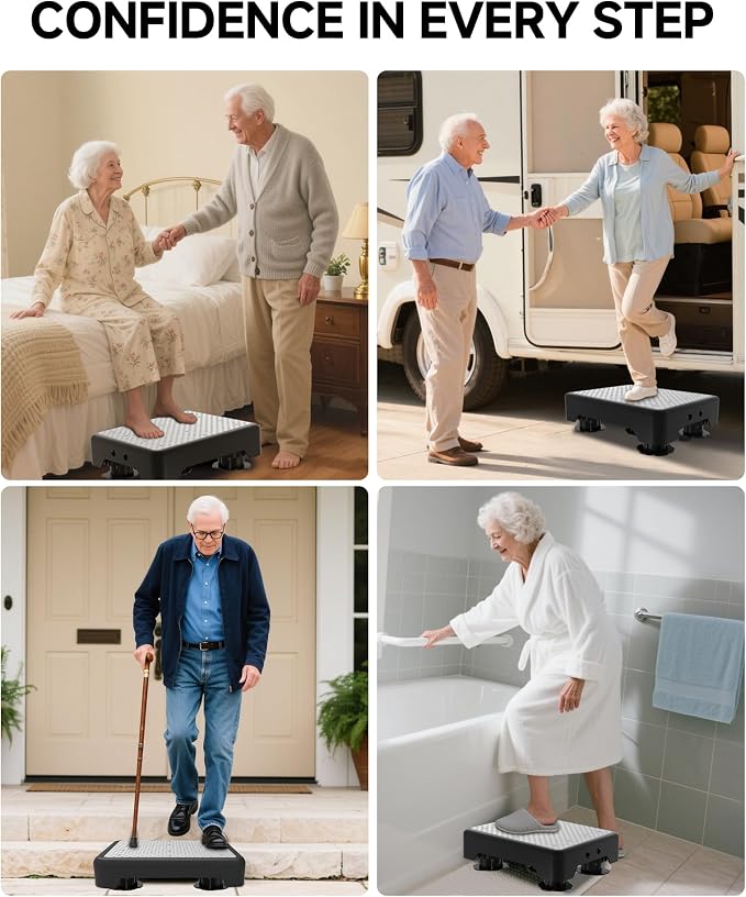 Adjustable Step Stool for Adults, Bed Step Stools, 600 LBS Capacity Safety Wide - Image 6