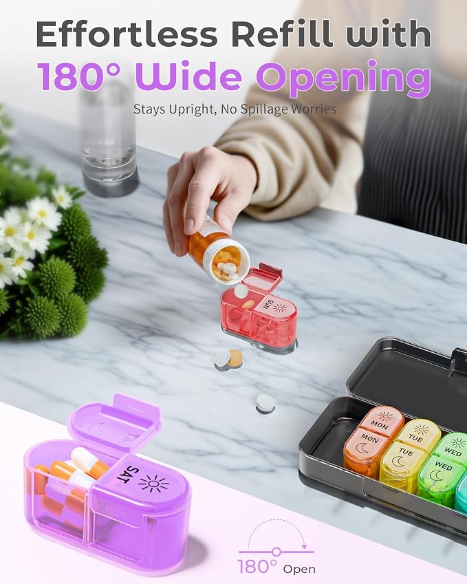 Pill Organizer,    , AM & PM Medicine Organizer 7 Days - Image 6