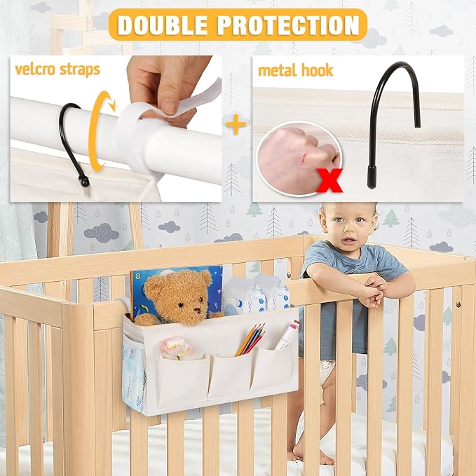 Bedside Caddy Organizer with Fixed Straps and Water Bottle Holder - Image 4