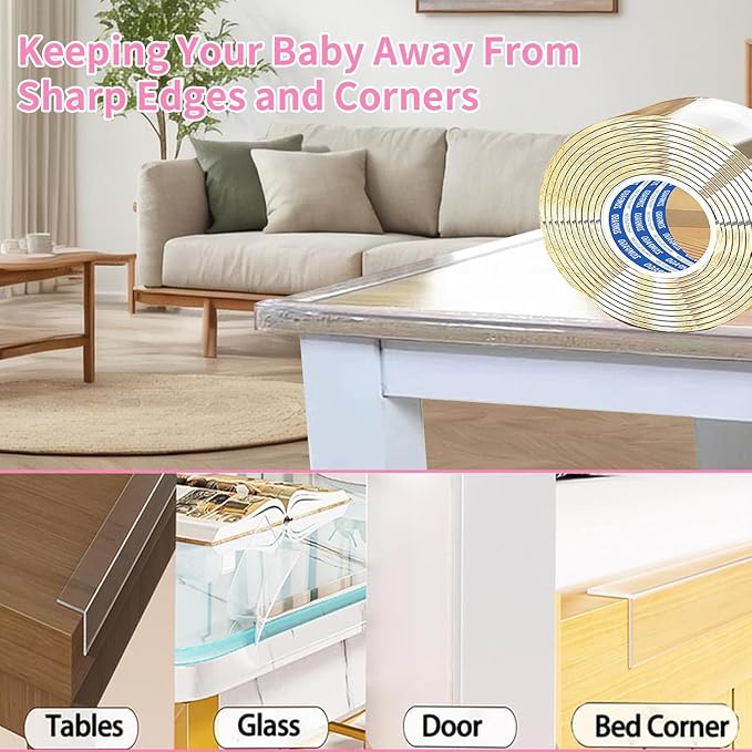 Clear Soft Corner Protectors for Furniture Strip, 1.2in x6.56FT, 2 Roll Sharp - Image 6