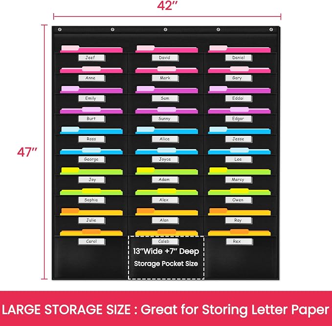 Godery School Pocket Chart, 30 Signatory Pocket, Heavy Duty Hanging File - Image 6