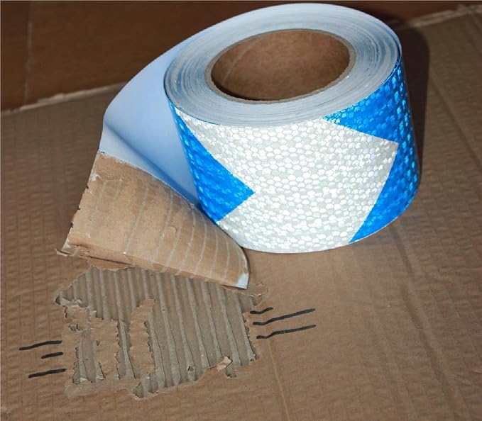 Blue and White Reflective Tape Outdoor Waterproof 3 inch X 166 feet, High - Image 2