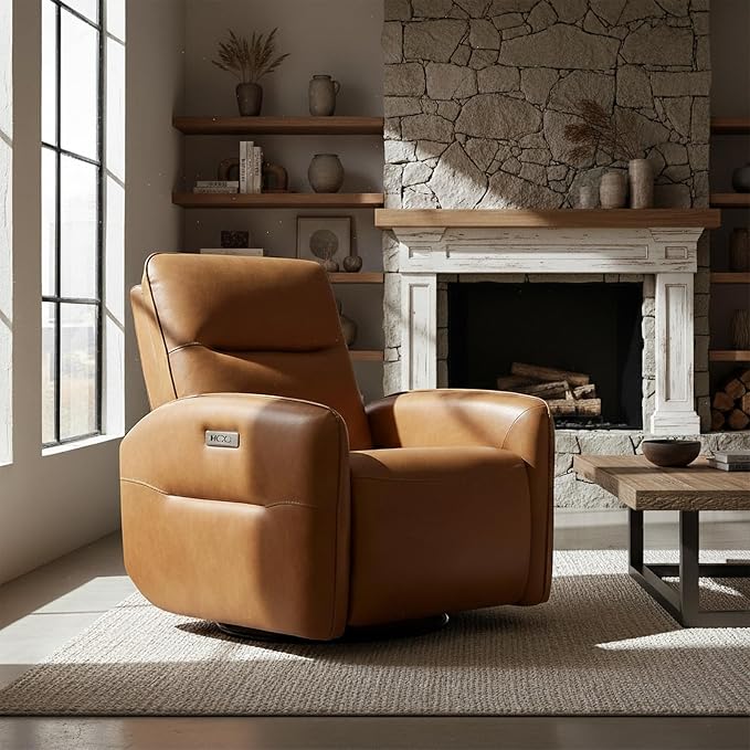 CHITA Faux Leather Power Recliner Chair, Swivel Glider Recliner - Image 3