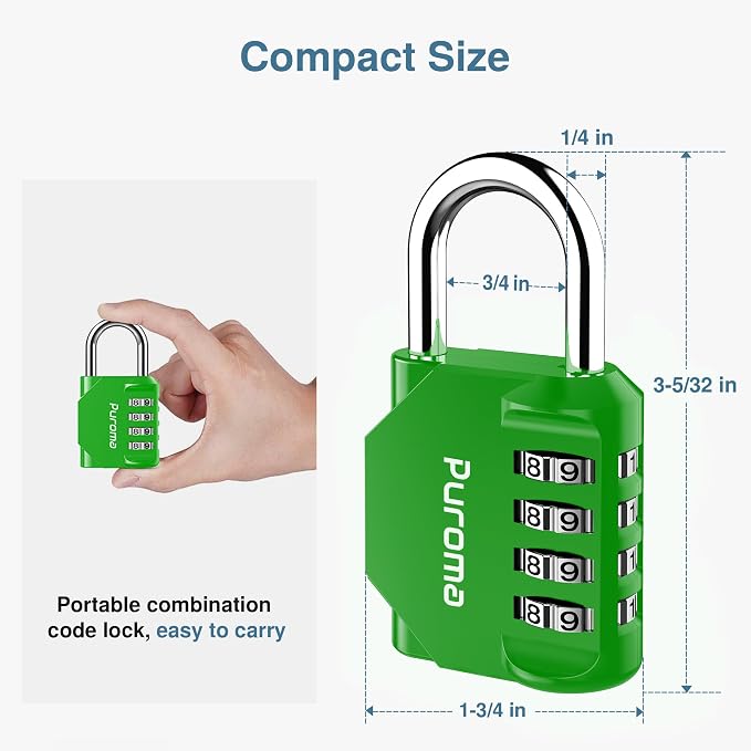 Puroma 2 Pack Combination Lock for Locker 4 Digit Outdoor Waterproof Padlock - Image 5