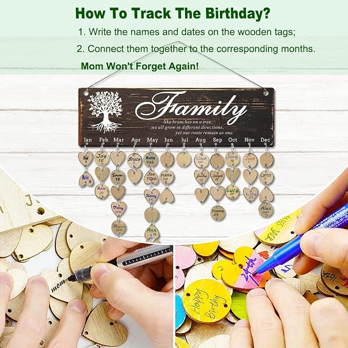 Birthday Gifts for Grandma, Family Birthday Tracker Reminder Calendar Board - Image 7